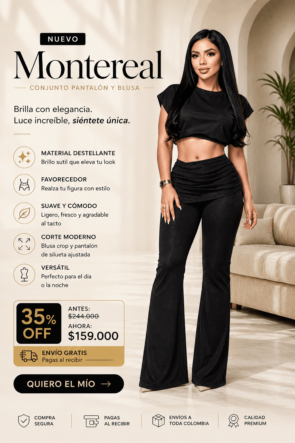 Set Montereal - Blusa Crop y Pantalón