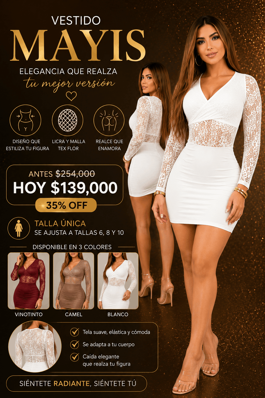 Vestido Mayis - Talla unica con ajuste perfecto para 6,8,10