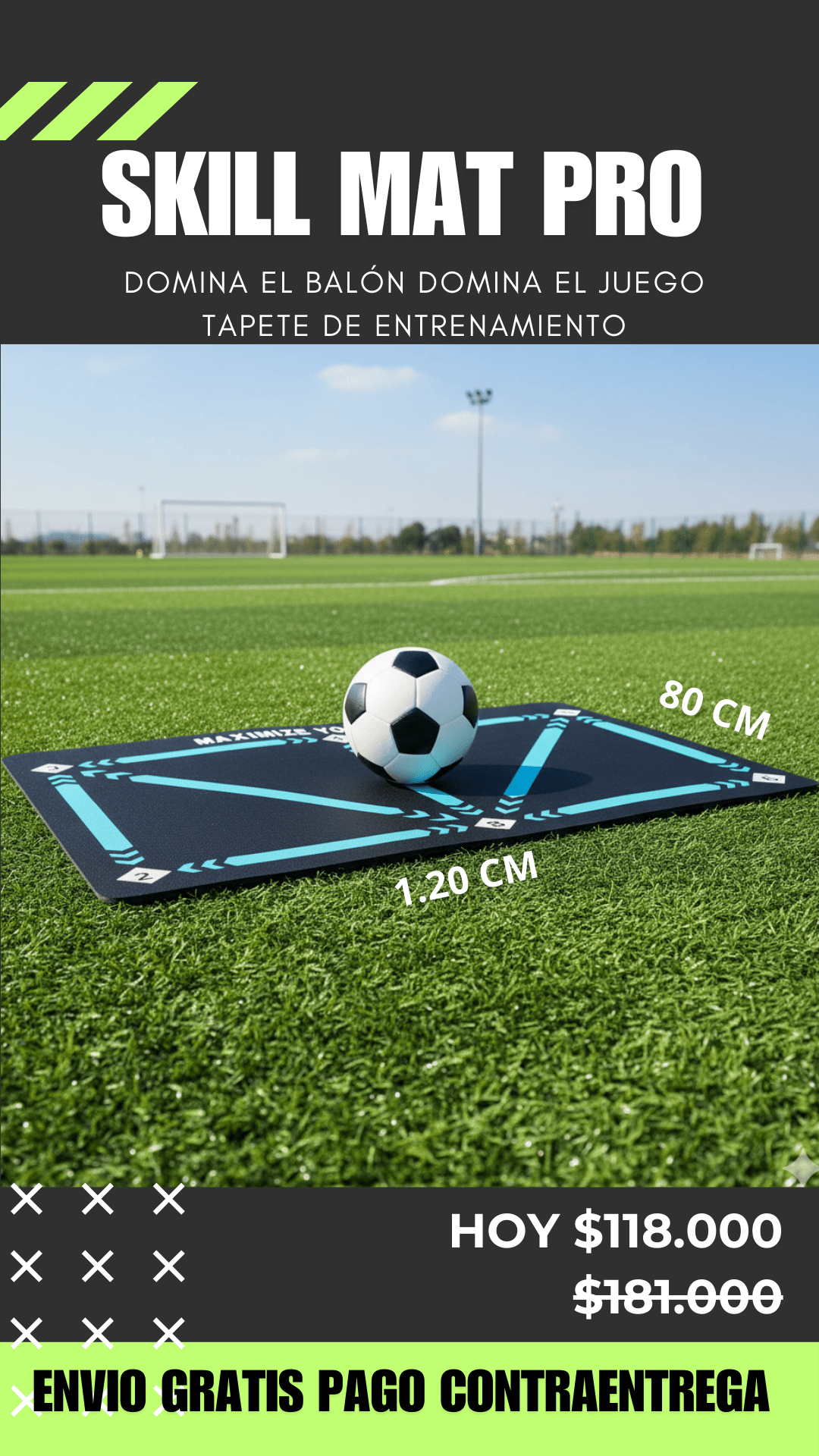 SkillMat Pro Tapete de Entrenamiento de Fútbol - Aloja Shop