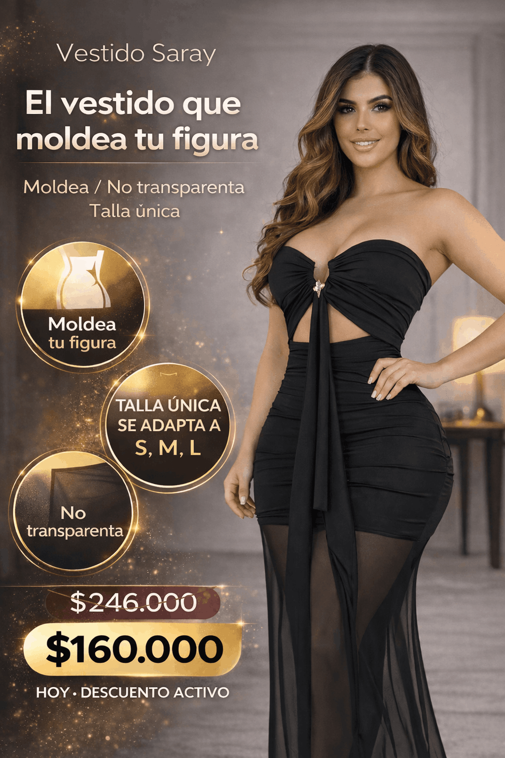 Vestido SARAY - Elegancia que se siente Talla única se adapta a S,M,L - Aloja Shop